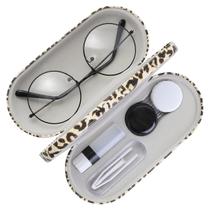 Estojo de óculos MoKo de dupla face com estojo para lentes de contato Leopard Estojo de óculos MoKo de dupla face com estojo para lentes de contato Leopard