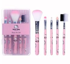 Estojo De Pinceis De Maquiagem 5 Peças Infantil Gatinha Rosa