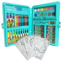 Estojo de Pintura Infantil com Canetinhas, Lápis de Cor e Aquarela Para Colorir - Maleta de Pintar