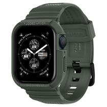 Estojo de relógio com pulseira para Apple Watch Spigen Rugged Armor Pro de 45 mm/44 mm - verde militar