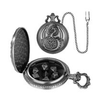Estojo De Relógio De Bolso Vintage Com Pingente De Dados Poliedricos Para Jogos De RPG