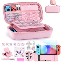Estojo de switch InnoAura para NS Switch 19 em 1 com acessórios rosa
