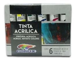 Estojo De Tinta Acrilica 06 Cores Corfix 80021 Estojo De Tinta Acrilica 06 Cores Corfix 80021