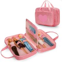Estojo de transporte de bonecas LodRid compatível com Barbie 30 cm rosa