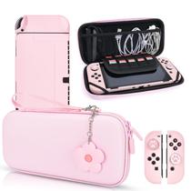 Estojo de transporte DLSeego rosa para Switch OLED com acessórios