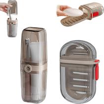 Estojo de viagem, conjunto de copos para escova de dentes TiMobila com tampa transparente Estojo de viagem, conjunto de copos para escova de dentes TiMobila com tampa transparente