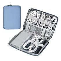 Estojo de viagem impermeável de couro Miloocul Cable Organizer cinza e azul