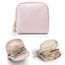 Estojo de viagem para joias Vlando Small Pearl Pearl Pink Impermeável Estojo de viagem para joias Vlando Small Pearl Pearl Pink Impermeável