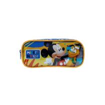 Estojo Disney Mickey Azul - Poliéster/PVC - 5x10x23cm