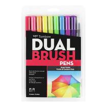 Estojo Dual Brush com 10 Canetas Pincéis Cores Brilhantes