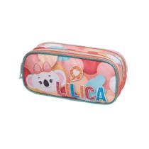 Estojo Duplo 2023 Escolar Lilica Be Happy Em Cetim Estampada Com Gliter Colorido - Lilica Ripilica