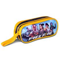 Estojo Duplo Escolar Free Fire Personagens Amarelo - Clio