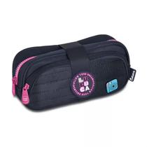 Estojo Duplo Escolar Preto Luluca LU24641 Estojo Duplo Escolar Preto Luluca LU24641