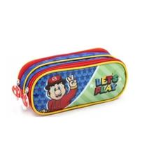 Estojo Duplo Espaçoso Jogo Mario Bross Para Criança Escolar Bolsinha De Lápis