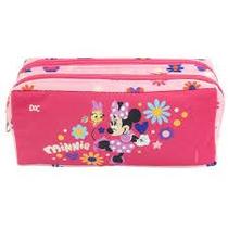 Estojo Duplo Minnie Em Tecido Duas Divisórias Pink Original DAC