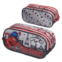 Estojo Duplo Miraculous Ladybug Be Brave - Pacific 966V15 Estojo Duplo Miraculous Ladybug Be Brave - Pacific 966V15