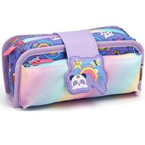 Estojo Duplo Necessaire Juvenil Escolar Organizador - Roxo