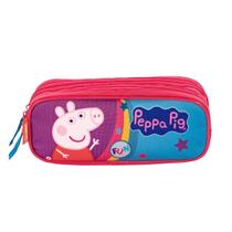 Estojo Duplo Peppa Pig com Puxador Escolar Infantil Rosa
