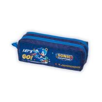 Estojo Duplo Retangular Casual Sonic Escola Infantil Meninos