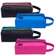 Estojo Duplo Retangular com Alça Carbon Line Leo&Leo