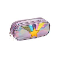 Estojo Duplo Unicórnio Infantil Metalizado Escolar Meninas