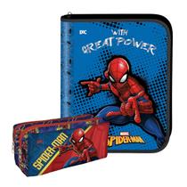 Estojo e Caderno Inteligente Fichário 48 Folhas Spider-Man