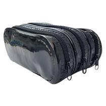 Estojo Emborrachado Triplex Triplo 3 Divisórias Preto Trilharty Estojo Emborrachado Triplex Triplo 3 Divisórias Preto Trilharty