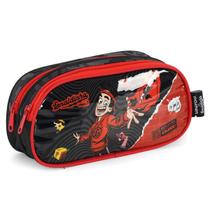 Estojo Enaldinho Escolar Youtuber Duplo Divisórias Preto