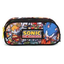Estojo Escolar 2 Compartimentos Infantil Sega Sonic Luxcel
