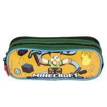 Estojo Escolar 2 Compartimentos Minecraft Funtage Sestini