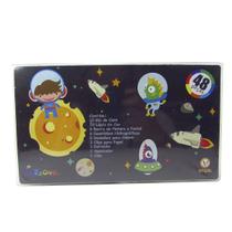 Estojo escolar 48 pecas transparente estampa astronauta