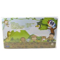 Estojo escolar 48 pecas transparente estampa floresta