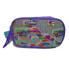 Estojo Escolar Arco-Íris C/ Paetê Lantejoula Feminino - Clio