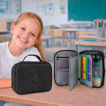 Estojo Escolar Bolsinha Com Alça Box Jumbo Porta Lápis Organizador Elástico Zíper Estojo Escolar Bolsinha Com Alça Box Jumbo Porta Lápis Organizador Elástico Zíper