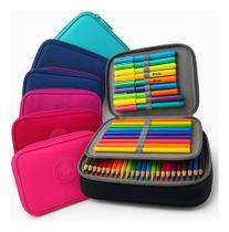 Estojo Escolar Box De Nylon Organizador De Lápis C/divisória