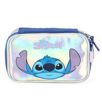 Estojo Escolar Box Disney Stitch Luxcel Prata Holográfico