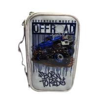 Estojo Escolar Box Offroad Monster Truck Grande Reforçado Organizador Lápis Caneta Aula Material