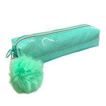 Estojo Escolar Brilhante com Pompom 1 Zíper - Daterra