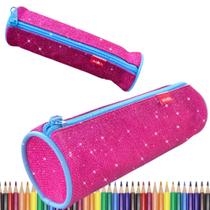 Estojo Escolar Brilhante Porta Lápis Menina Grande Bolsinha