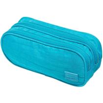 Estojo escolar brw duplo nylon verde água Estojo escolar brw duplo nylon verde água