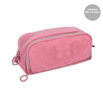 Estojo Escolar C/ 3 Divisórias Tactel UP4YOU Rosa Luxcel