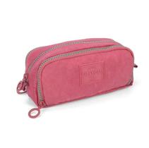 Estojo Escolar C/ 3 Divisórias Tactel UP4YOU Vinho Luxcel Rosa