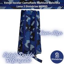 Estojo Escolar Camuflado Multiuso Bolsinha Lona 2 Divisórias M090D
