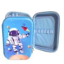 Estojo Escolar com estampa 3D em relevo astronauta crianças