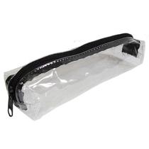 Estojo escolar cristal transparente com zíper preto dac