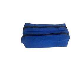 Estojo Escolar de Naylon 600 Duplo com cores Sortidas Cor:Azul