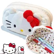 Estojo Escolar De Pelúcia Hello Kitty Branco Sanrio Divertido Decorado Menina Papelaria Fofa Kawaii