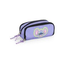 Estojo Escolar Disney Stitch 3 divisórias - Roxo