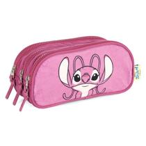 Estojo Escolar Disney Stitch Meninas 3 Divisórias Roxo Luxcel