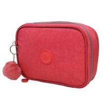 Estojo Escolar Duas Divisórias com Pompom Goiaba Cruzeiro